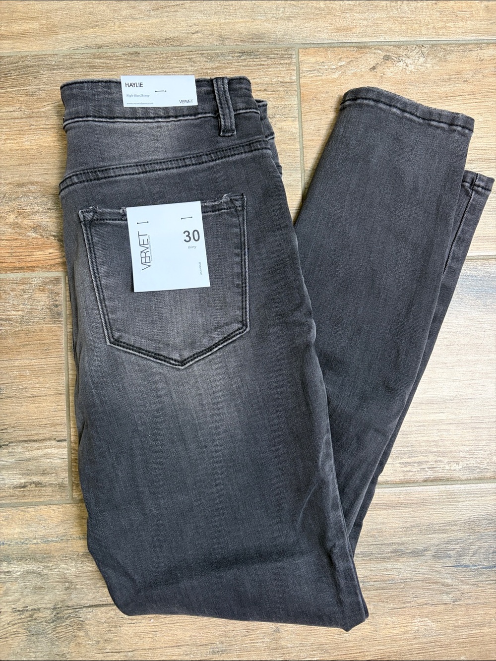 Vervet Haylie High-Rise Skinny Jeans — Charcoal Gray